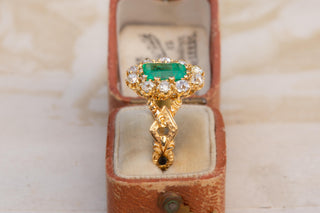 Antique French Emerald and Diamond Cluster Ring, c.1890
