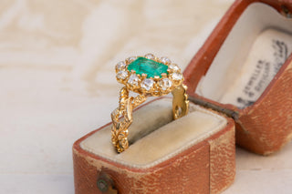 Antique French Emerald and Diamond Cluster Ring, c.1890