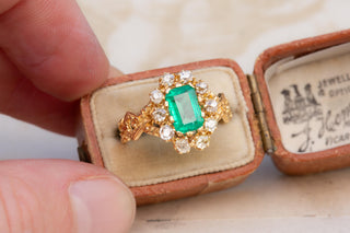 Antique French Emerald and Diamond Cluster Ring, c.1890