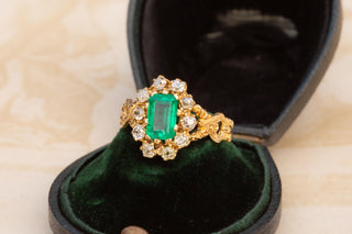Antique French Emerald and Diamond Cluster Ring, c.1890