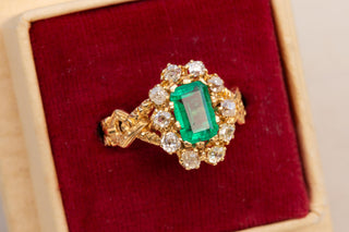 Antique French Emerald and Diamond Cluster Ring, c.1890