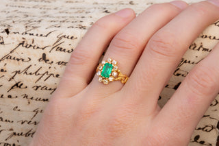 Antique French Emerald and Diamond Cluster Ring, c.1890
