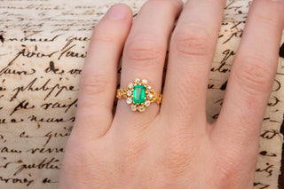 Antique French Emerald and Diamond Cluster Ring, c.1890