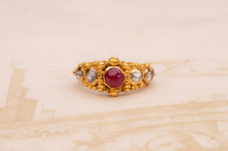 19th-Century Balinese Gold, Ruby and Diamond Ring