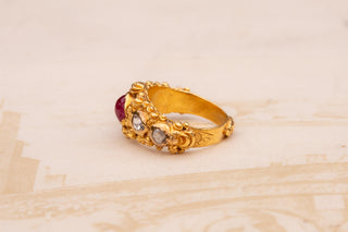 19th-Century Balinese Gold, Ruby and Diamond Ring