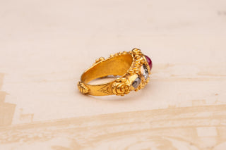 19th-Century Balinese Gold, Ruby and Diamond Ring