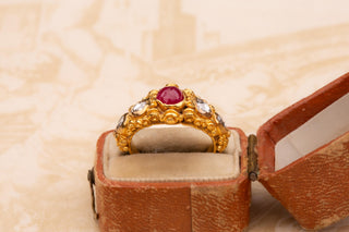 19th-Century Balinese Gold, Ruby and Diamond Ring