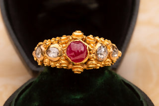 Antique Balinese Ruby and Diamond Ring