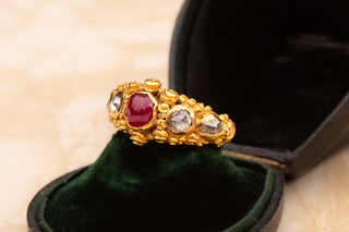 19th-Century Balinese Gold, Ruby and Diamond Ring