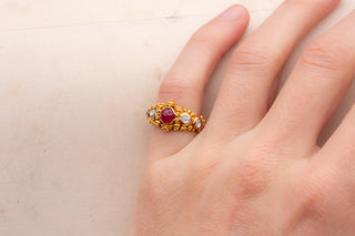 19th-Century Balinese Gold, Ruby and Diamond Ring
