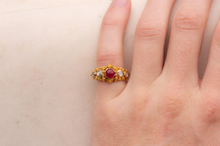 19th-Century Balinese Gold, Ruby and Diamond Ring