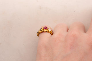 19th-Century Balinese Gold, Ruby and Diamond Ring