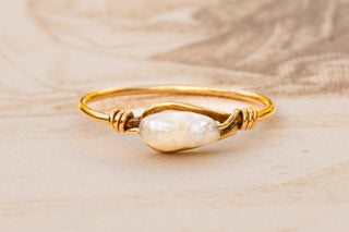 French 18K Gold and Baroque Pearl Ring, c.1880