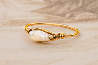 French 18K Gold and Baroque Pearl Ring, c.1880