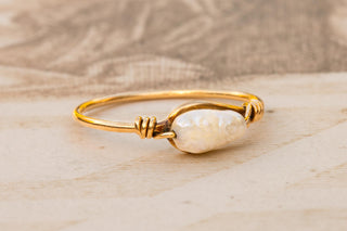 French 18K Gold and Baroque Pearl Ring, c.1880