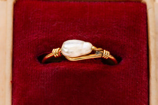 French 18K Gold and Baroque Pearl Ring, c.1880