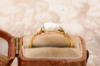 French 18K Gold and Baroque Pearl Ring, c.1880