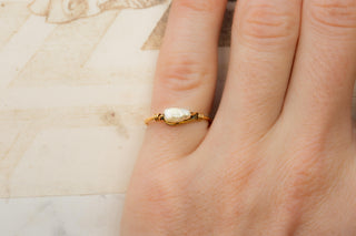 French 18K Gold and Baroque Pearl Ring, c.1880