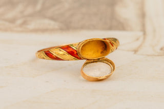 Early 19th-Century French 18K Gold Enamel Locket Ring, Paris c.1820