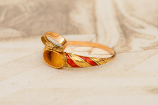 Early 19th-Century French 18K Gold Enamel Locket Ring, Paris c.1820