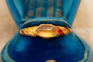 Early 19th-Century French 18K Gold Enamel Locket Ring, Paris c.1820