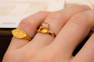 Early 19th-Century French 18K Gold Enamel Locket Ring, Paris c.1820