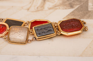 Mid-19th Century 18K Gold Specimen Bracelet Set with Islamic Intaglios, c.1860