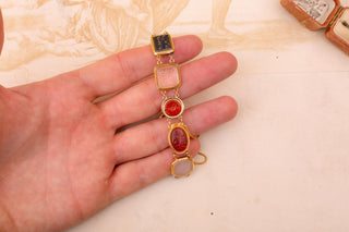 Mid-19th Century 18K Gold Specimen Bracelet Set with Islamic Intaglios, c.1860