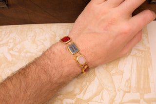 Mid-19th Century 18K Gold Specimen Bracelet Set with Islamic Intaglios, c.1860