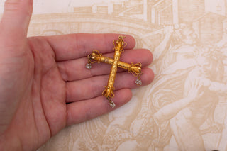 Early 19th-Century High-Karat Cannetille Gold Cross with Seed-Pearl Drops c.1830