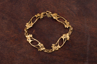 Henri‑Victor Miault Art Nouveau 18K Gold Floral Bracelet, Paris c.1905