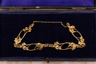 Henri‑Victor Miault Art Nouveau 18K Gold Floral Bracelet, Paris c.1905