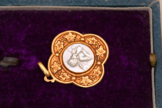 French Belle Epoque 18K Gold & Mother-of-Pearl Cherub Pendant, c.1910