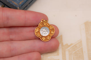 French Belle Epoque 18K Gold & Mother-of-Pearl Cherub Pendant, c.1910