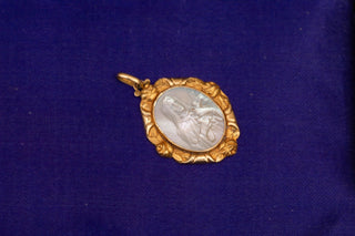French 18K Gold and Mother-of-Pearl Virgin Mary Pendant, c.1910