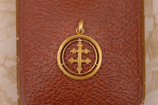 French 18K Gold Lorraine Cross Pendant, c.1880