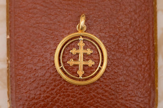 French 18K Gold Lorraine Cross Pendant, c.1880