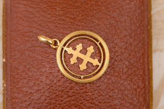 French 18K Gold Lorraine Cross Pendant, c.1880