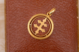 French 18K Gold Lorraine Cross Pendant, c.1880