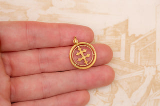 French 18K Gold Lorraine Cross Pendant, c.1880