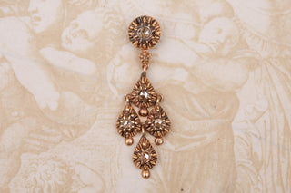 c.1820 French Provincial Rose-Cut Diamond Drop Pendant in 9K Gold