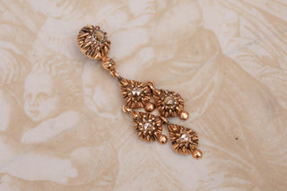 c.1820 French Provincial Rose-Cut Diamond Drop Pendant in 9K Gold