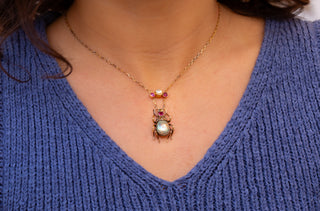 Edwardian Pearl Beetle Necklace