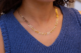 Antique 19th-Century French 18K Gold Book Chain Necklace; Flat Link Collar Chain