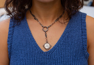 Antique Niello Silver Cycling Necklace