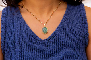 Antique Fluorite Cameo Pendant