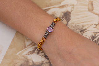 Antique Pink Topaz and Diamond Bracelet