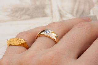 Vintage 18K Gold Solitaire Ring with 0.40ct Diamond, European, c.1990