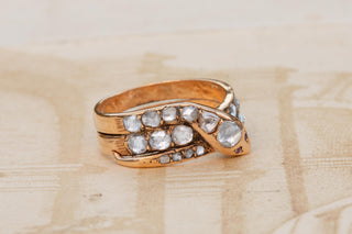 Victorian 18K Gold Rose Cut Diamond Snake Ring, England c.1870