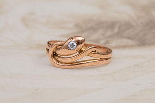 Antique German Serpent Ring in Rosy 8K Gold; c.1900
